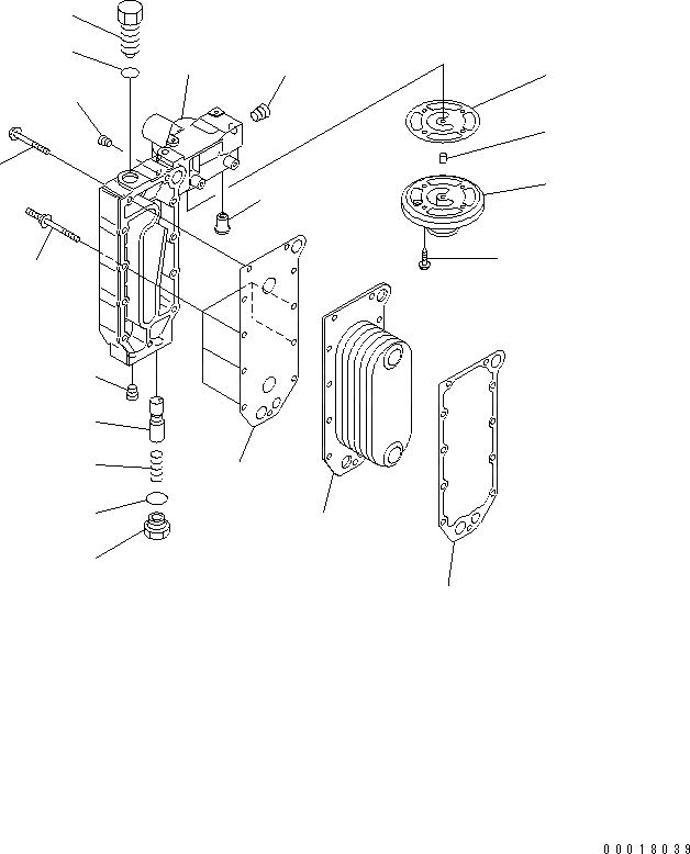 Схема запчастей Komatsu SAA6D114E-2CC-8W - МАСЛООХЛАДИТЕЛЬ (HARD ВОДН. AREA ARRANGEMENT)(№8-) ДВИГАТЕЛЬ