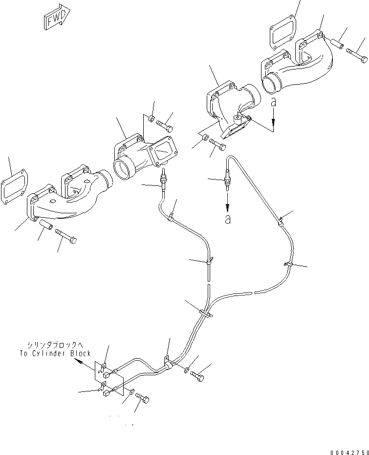 Схема запчастей Komatsu SAA6D170E-2A-8 - ВЫПУСКНОЙ КОЛЛЕКТОР (С OUT ГОРНЫЙ ТОРМОЗ) (ДЛЯ VHMS)(№8-) ДВИГАТЕЛЬ