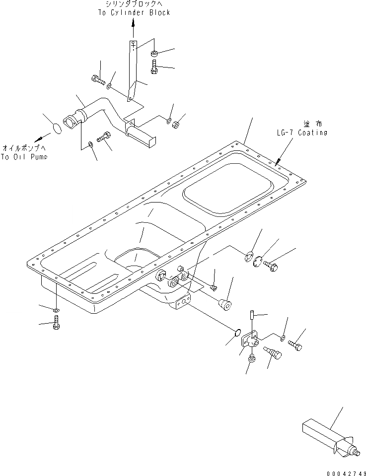 Схема запчастей Komatsu SAA6D170E-2A-8 - МАСЛЯНЫЙ ПОДДОН И ВСАСЫВАЮЩИЙ ПАТРУБОК (БЕЗ ДАТЧИКА)(№-) ДВИГАТЕЛЬ