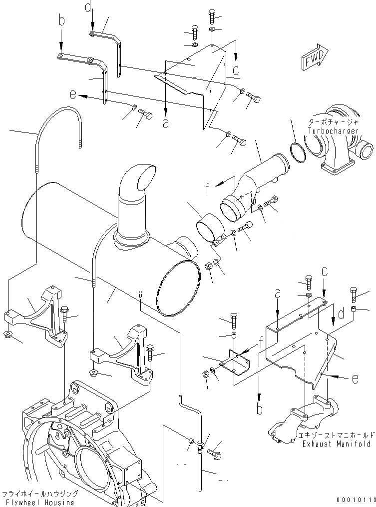 Схема запчастей Komatsu SAA6D125E-3K-8M - ГЛУШИТЕЛЬ(№78-) ДВИГАТЕЛЬ