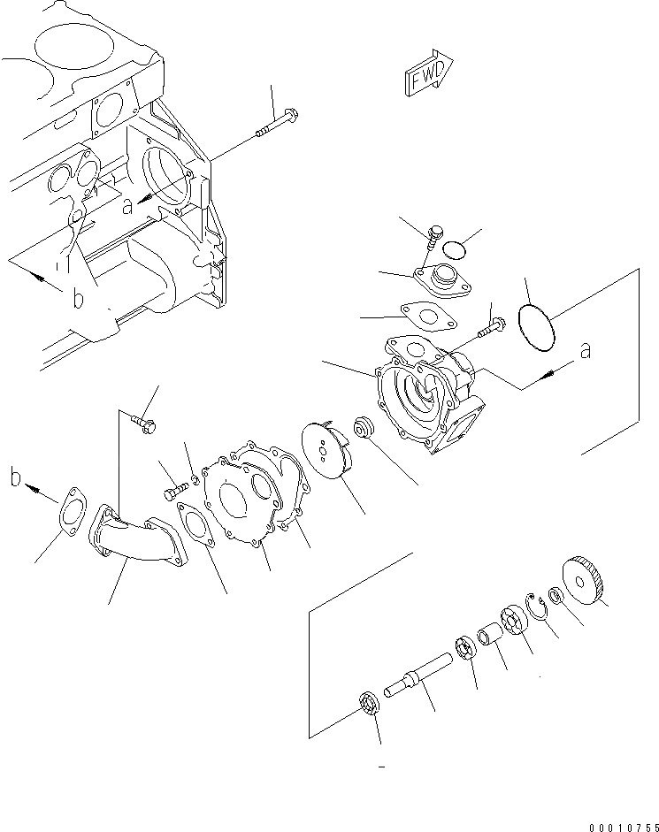 Схема запчастей Komatsu SAA6D125E-3K-8M - ВОДЯНАЯ ПОМПА(№78-) ДВИГАТЕЛЬ