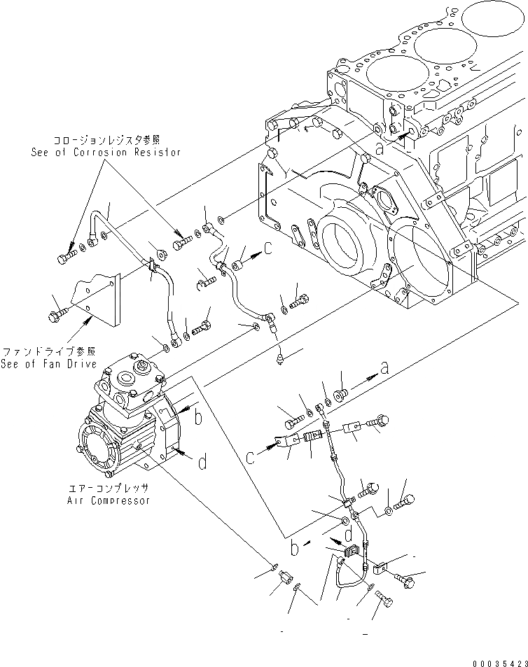Схема запчастей Komatsu SAA6D125E-3L-8A - ЛИНИЯ КОМПРЕССОРА (ОХЛАЖД-Е ВОДН. И СИСТЕМА СМАЗКИ МАСЛ.) (C АНТИКОР. ЭЛЕМЕНТОМ)(№977-) ДВИГАТЕЛЬ