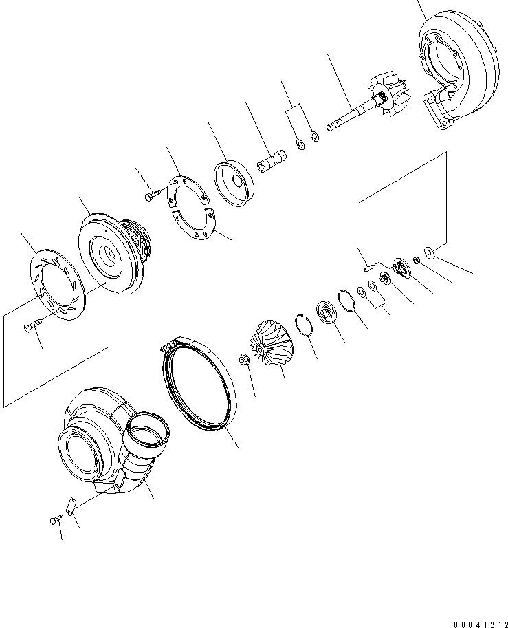 Схема запчастей Komatsu SAA6D140E-5F-W - ТУРБОНАГНЕТАТЕЛЬ (KTRM-DAW) (ВНУТР. ЧАСТИ) ДВИГАТЕЛЬ