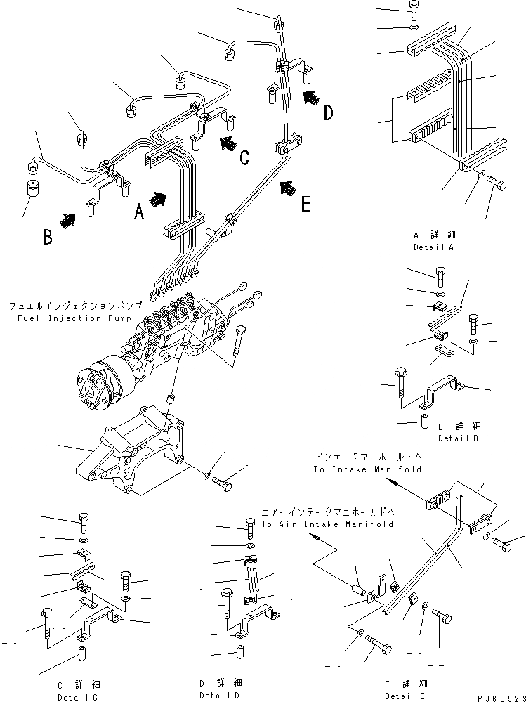 Схема запчастей Komatsu SAA6D170E-2C-8 - ТОПЛ. НАСОС КОРПУС И ТРУБЫ (/)(№-) ДВИГАТЕЛЬ