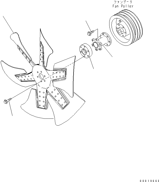Схема запчастей Komatsu SAA6D125E-3L-8A - ВЕНТИЛЯТОР ОХЛАЖДЕНИЯ (ВСАСЫВ. ТИП)(№8-) ДВИГАТЕЛЬ