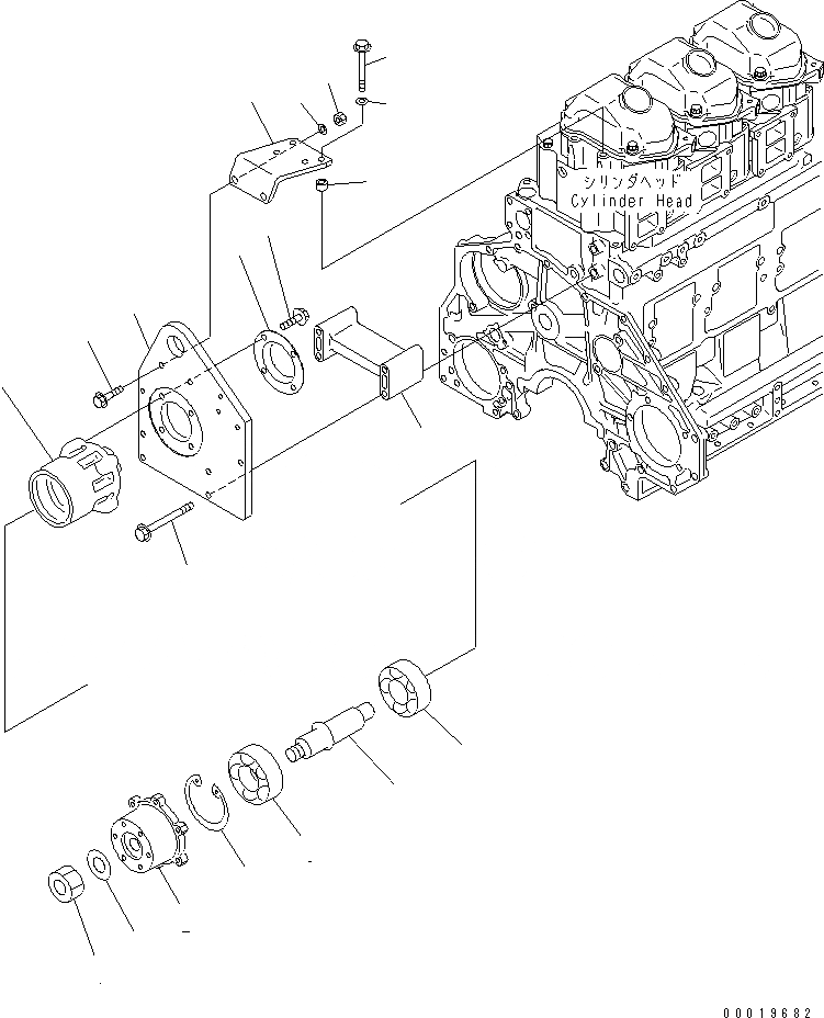 Схема запчастей Komatsu SAA6D125E-3L-8A - ПРИВОД ВЕНТИЛЯТОРА(№8-) ДВИГАТЕЛЬ