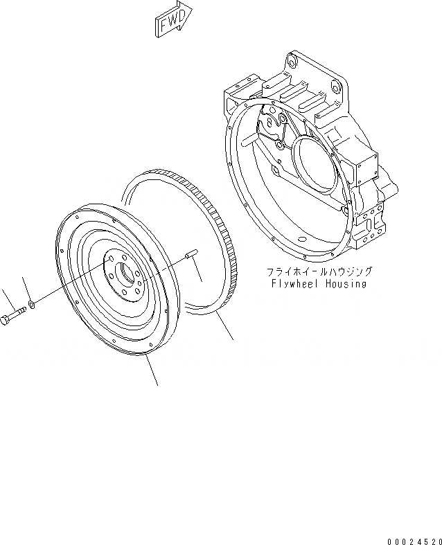 Схема запчастей Komatsu SAA6D125E-3M-8M - МАХОВИК(№78-) ДВИГАТЕЛЬ
