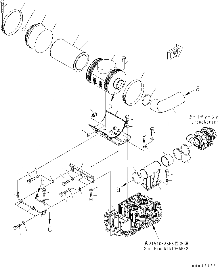Схема запчастей Komatsu SAA6D170E-5C - ВОЗДУХООЧИСТИТЕЛЬ И ИНДИКАТОР ТРУБЫ ДВИГАТЕЛЬ