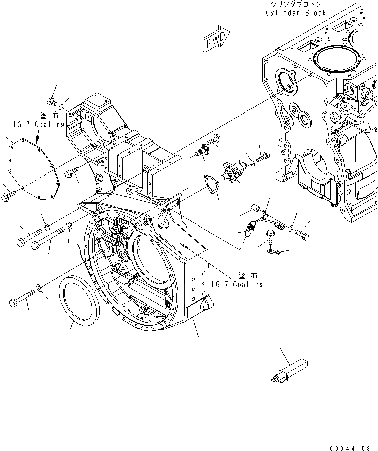 Схема запчастей Komatsu SAA6D170E-5C - КАРТЕР МАХОВИКА ДВИГАТЕЛЬ