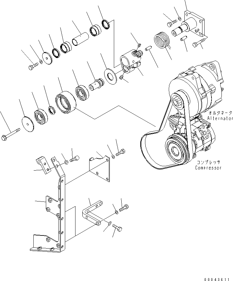 Схема запчастей Komatsu SAA6D170E-5C - НАТЯЖИТЕЛЬ РЕМНЯ И КРЫШКА ДВИГАТЕЛЬ