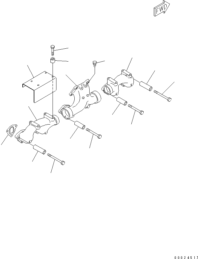 Схема запчастей Komatsu SAA6D125E-3N-8M - ВЫПУСКНОЙ КОЛЛЕКТОР(№78-) ДВИГАТЕЛЬ
