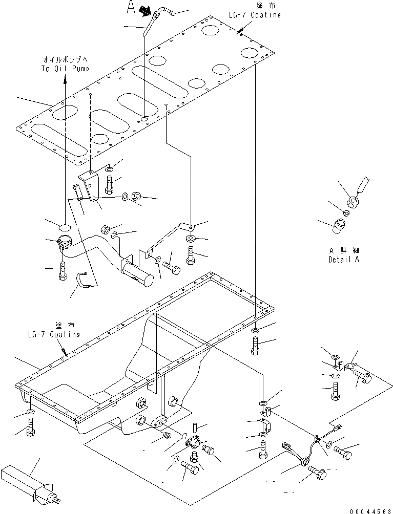 Схема запчастей Komatsu SAA6D170E-5-B - МАСЛЯНЫЙ ПОДДОН И ВСАСЫВАЮЩИЙ ПАТРУБОК (БЕЗ VHMS) ДВИГАТЕЛЬ