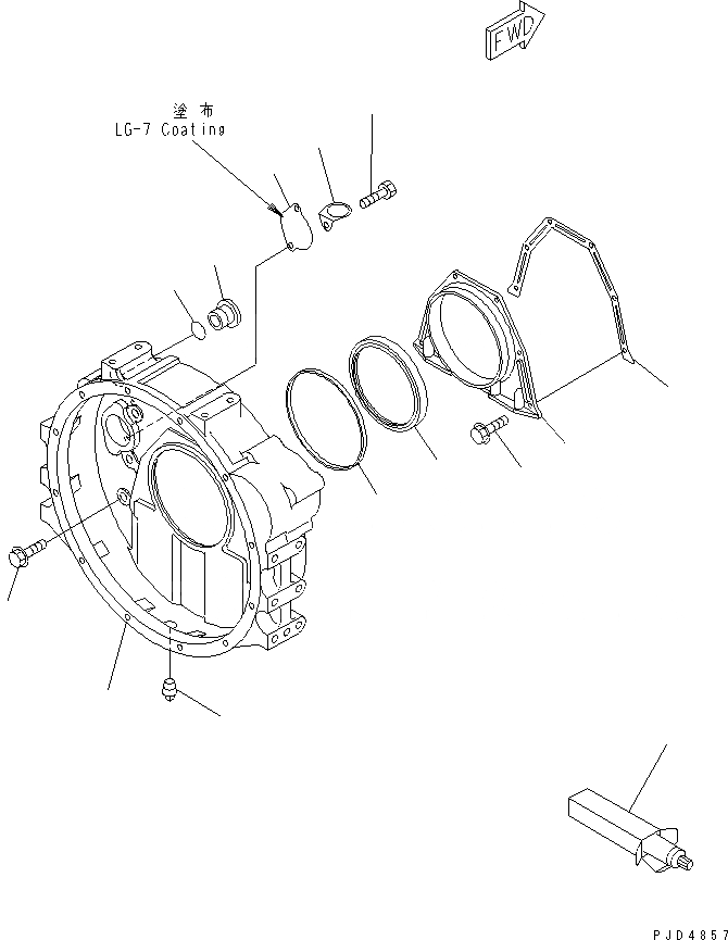 Схема запчастей Komatsu SAA6D102E-2JJ-8 - КАРТЕР МАХОВИКА(№97-) ДВИГАТЕЛЬ