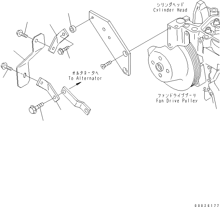 Схема запчастей Komatsu SAA6D102E-2JJ-8 - ГЕНЕРАТОР КРЫШКА(ДЛЯ A ГЕНЕРАТОР)(№97-) ДВИГАТЕЛЬ