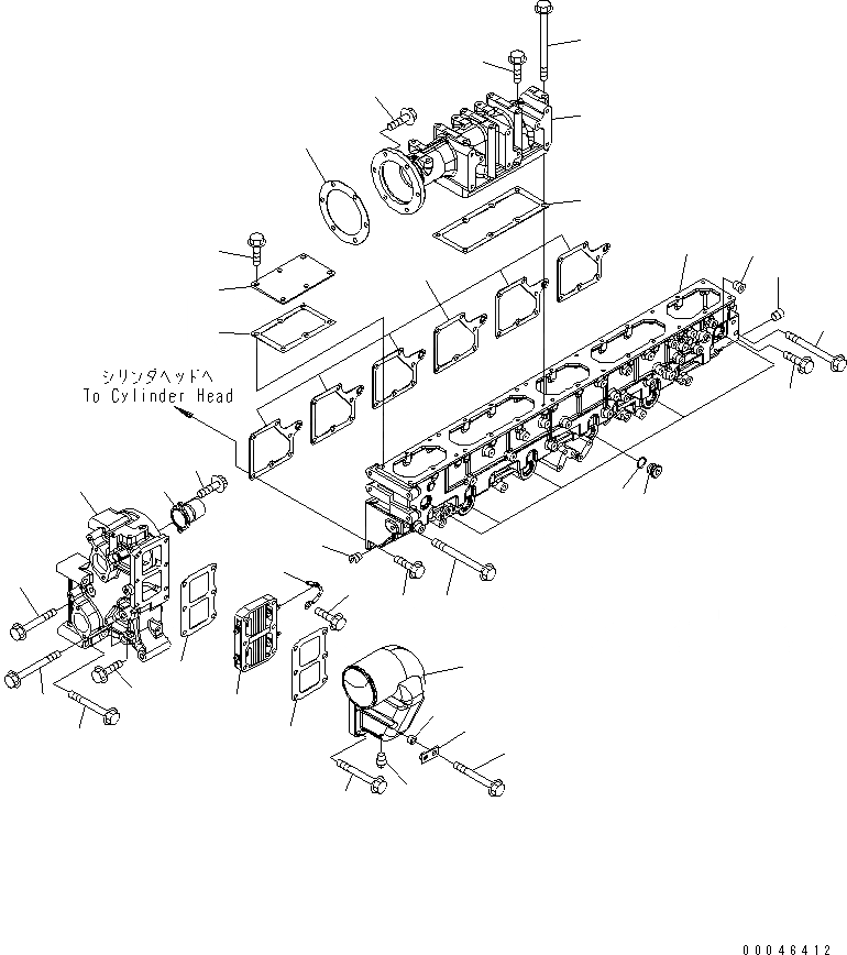 Схема запчастей Komatsu SAA6D170E-5A-01 - ТРУБОПРОВОД ВПУСКА ВОЗДУХА И СОЕДИН-Е ДВИГАТЕЛЬ