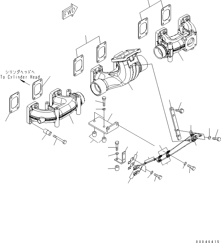 Схема запчастей Komatsu SAA6D170E-5A-01 - ВЫПУСКНОЙ КОЛЛЕКТОР ДВИГАТЕЛЬ