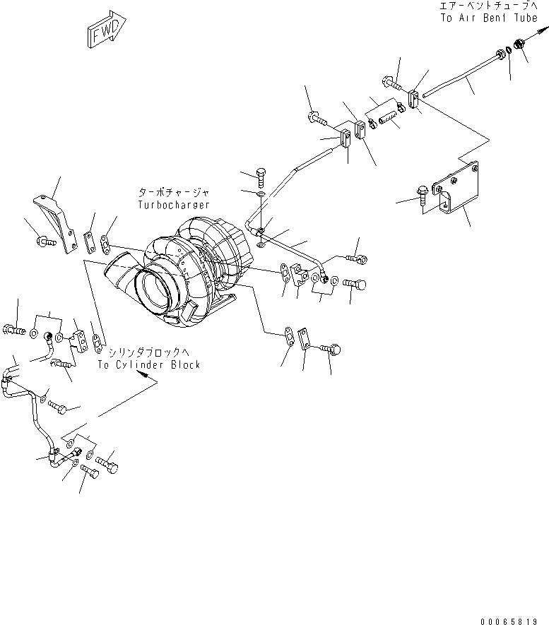 Схема запчастей Komatsu SAA6D170E-5A-01 - ТУРБОНАГНЕТАТЕЛЬ ВОДН. ГИДРОЛИНИЯ (БЕЗ VEHICLE HEALTH СИСТЕМА МОНИТОРА)(№-) ДВИГАТЕЛЬ