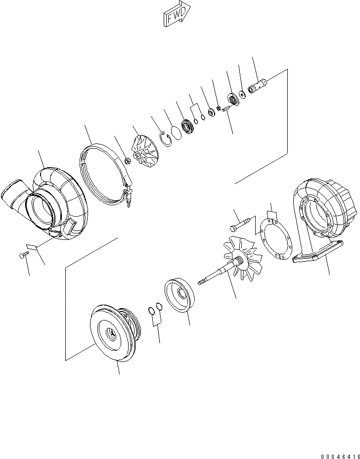 Схема запчастей Komatsu SAA6D170E-5A-01 - ТУРБОНАГНЕТАТЕЛЬ (KTRE-AW) (ВНУТР. ЧАСТИ) ДВИГАТЕЛЬ