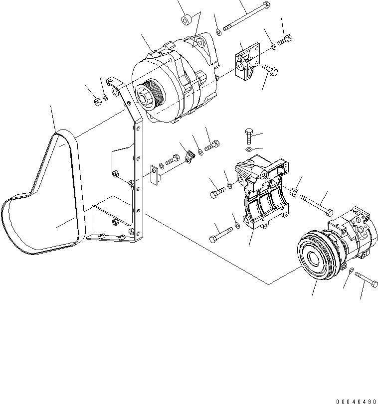 Схема запчастей Komatsu SAA6D170E-5A-01 - ГЕНЕРАТОР (9A) И FREON КОМПРЕССОР ДВИГАТЕЛЬ