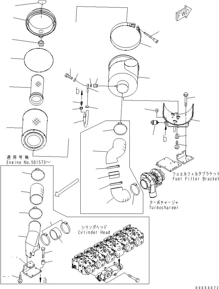 Схема запчастей Komatsu SAA6D125E-5C-02 - ВОЗДУХООЧИСТИТЕЛЬ(№-) ДВИГАТЕЛЬ