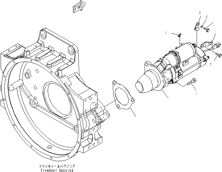 Схема запчастей Komatsu SAA6D125E-5C-02 - КРЕПЛЕНИЕ СТАРТЕРА (7.KW)(№-) ДВИГАТЕЛЬ