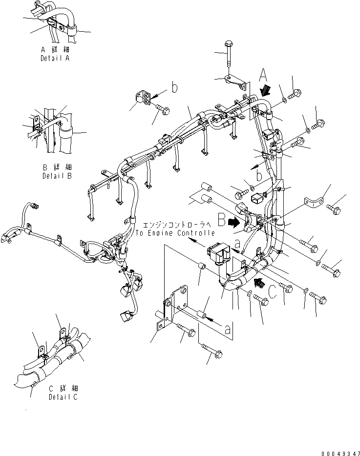 Схема запчастей Komatsu SAA6D125E-5C-02 - ПРОВОДКА (/) (Э/ПРОВОДКА ДВИГАТЕЛЯ)(№-) ДВИГАТЕЛЬ
