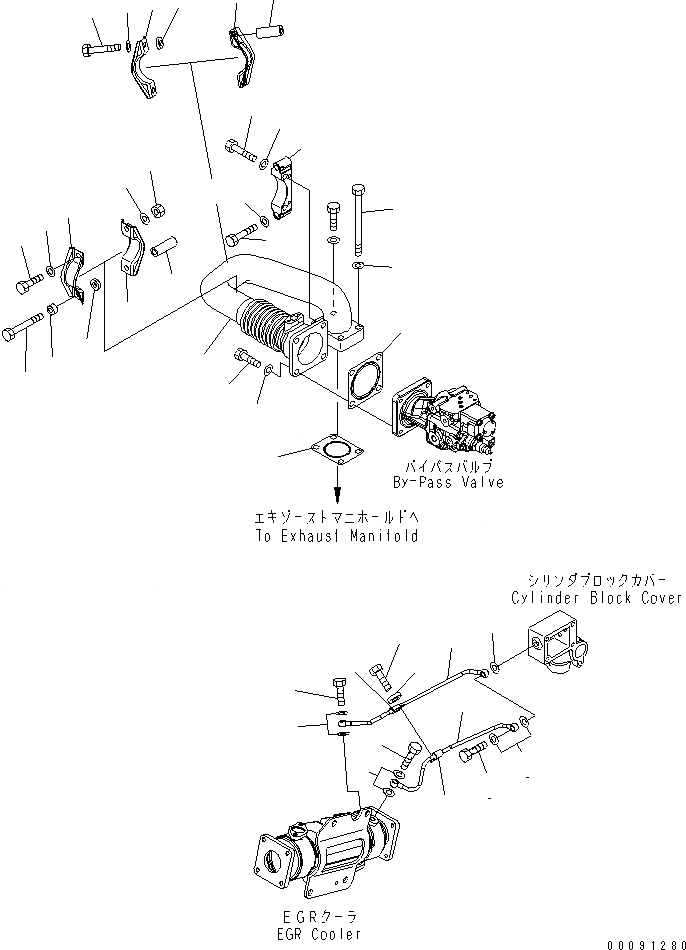 Схема запчастей Komatsu SAA6D140E-5B-01 - ВЫПУСКН. GAS RECIRCULATION КЛАПАН (/) (ВОЗДУШН. ВЕНТИЛЯЦИЯ И BYPASS КЛАПАН ТРУБЫ) (ЕС 3 REGULATION)(№9-) ДВИГАТЕЛЬ