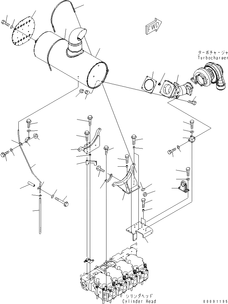 Схема запчастей Komatsu SAA6D140E-5B-01 - ГЛУШИТЕЛЬ(№9-) ДВИГАТЕЛЬ
