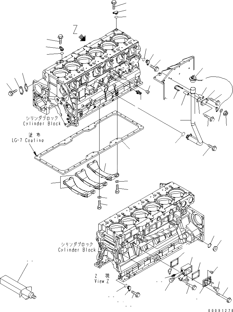 Схема запчастей Komatsu SAA6D140E-5B-01 - ЭЛЕМЕНТЫ БЛОКА ЦИЛИНДРОВ (НИЖН. РАМА И МАСЛОНАЛИВНОЙ ПАТРУБОК) (РАДИО УПРАВЛ-Е СПЕЦ-Я.)(№9-) ДВИГАТЕЛЬ