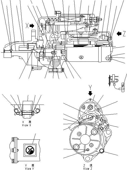 Схема запчастей Komatsu SAA6D114E-3B-A - СТАРТЕР (KW) (ВНУТР. ЧАСТИ) ДВИГАТЕЛЬ