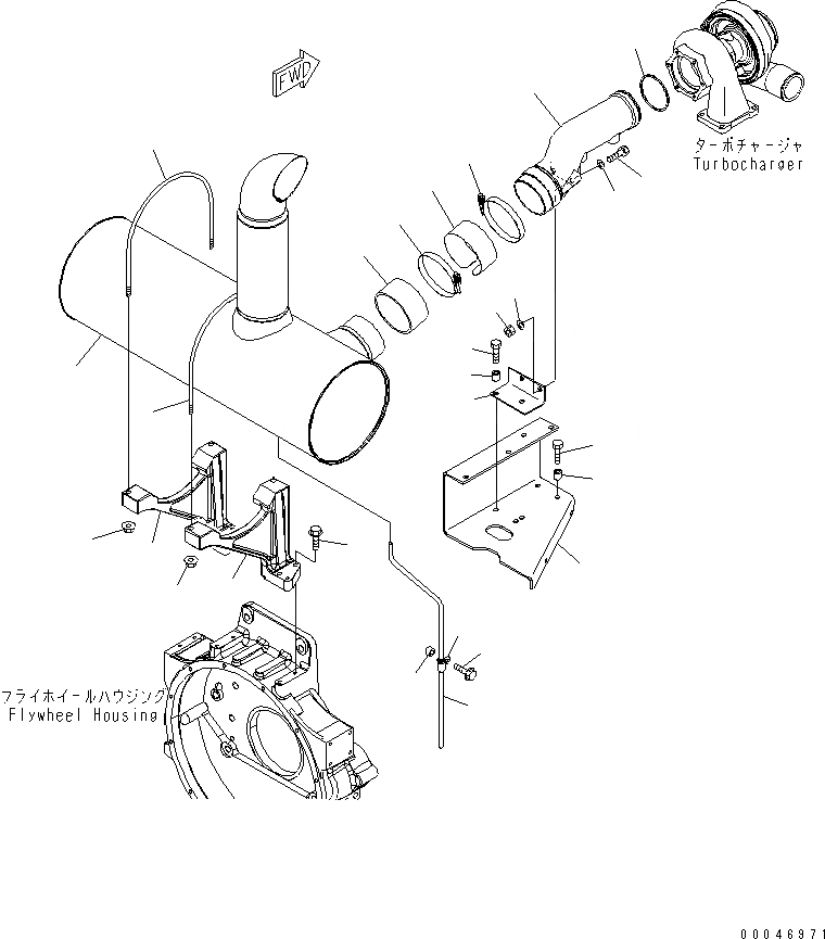 Схема запчастей Komatsu SAA6D125E-5A-02 - ГЛУШИТЕЛЬ(№-) ДВИГАТЕЛЬ