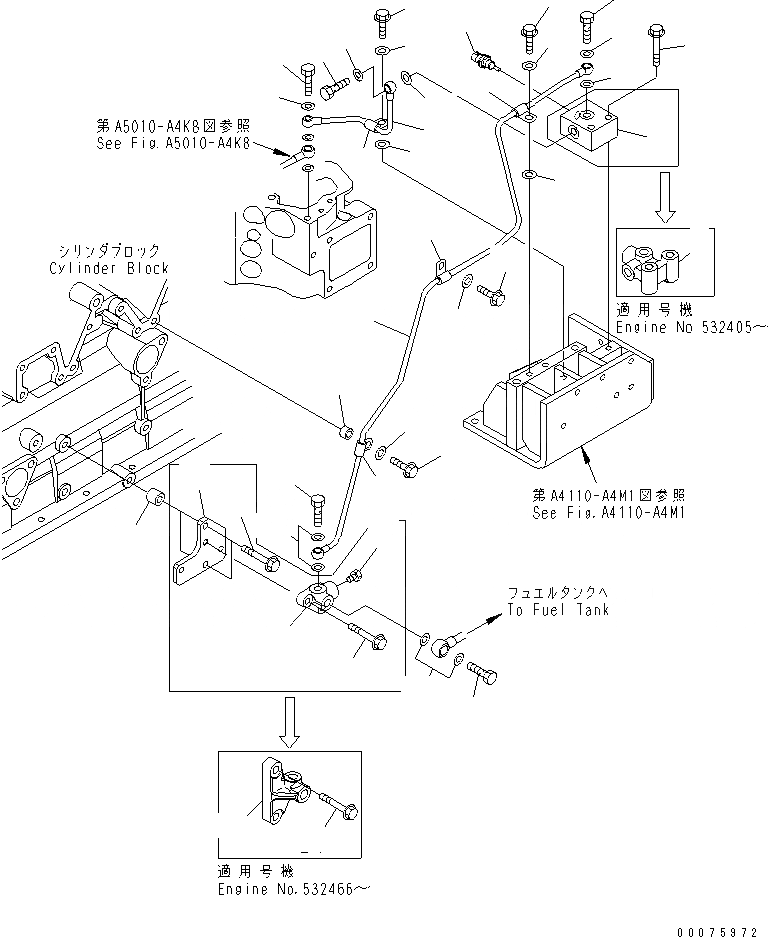 Схема запчастей Komatsu SAA6D140E-5F-03 - ВОЗВРАТ ТОПЛИВА(№-) ДВИГАТЕЛЬ