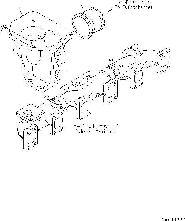 Схема запчастей Komatsu SAA6D140E-5H-01 - ОТВОД ВЫХЛОПН. ГАЗОВ(№87-) ДВИГАТЕЛЬ