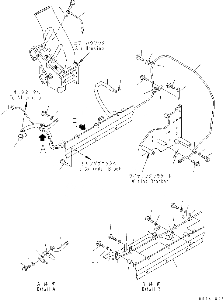 Схема запчастей Komatsu SAA6D140E-5H-01 - ПРОВОДКА (/) (ДЛЯ 7A ГЕНЕРАТОР)(№-78) ДВИГАТЕЛЬ