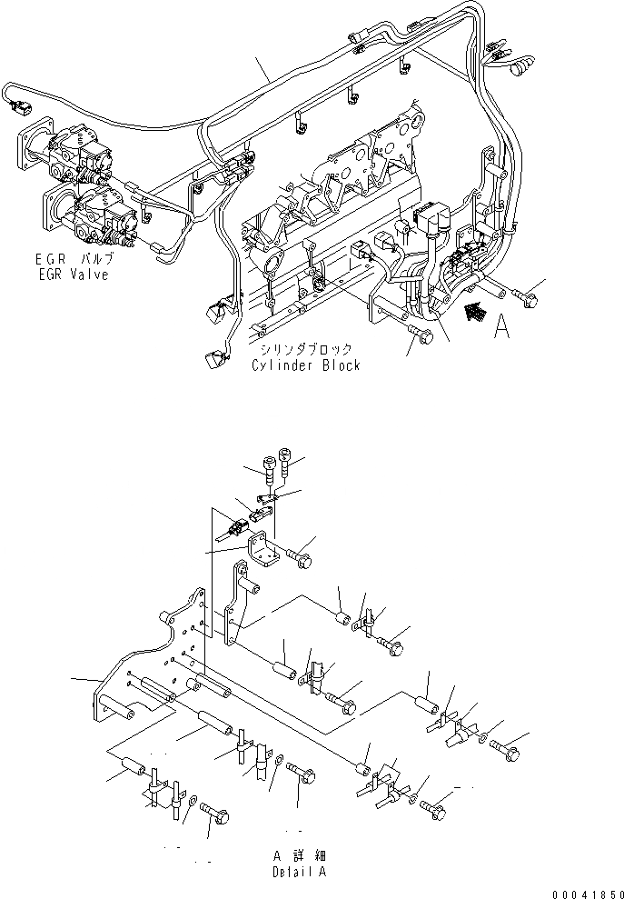 Схема запчастей Komatsu SAA6D140E-5H-01 - ПРОВОДКА (/) (ДЛЯ ГЕНЕРАТОРА 90А) (ДЛЯ ROT PREВЕНТИЛЯТОРION  Э/ПРОВОДКА)(№7-) ДВИГАТЕЛЬ