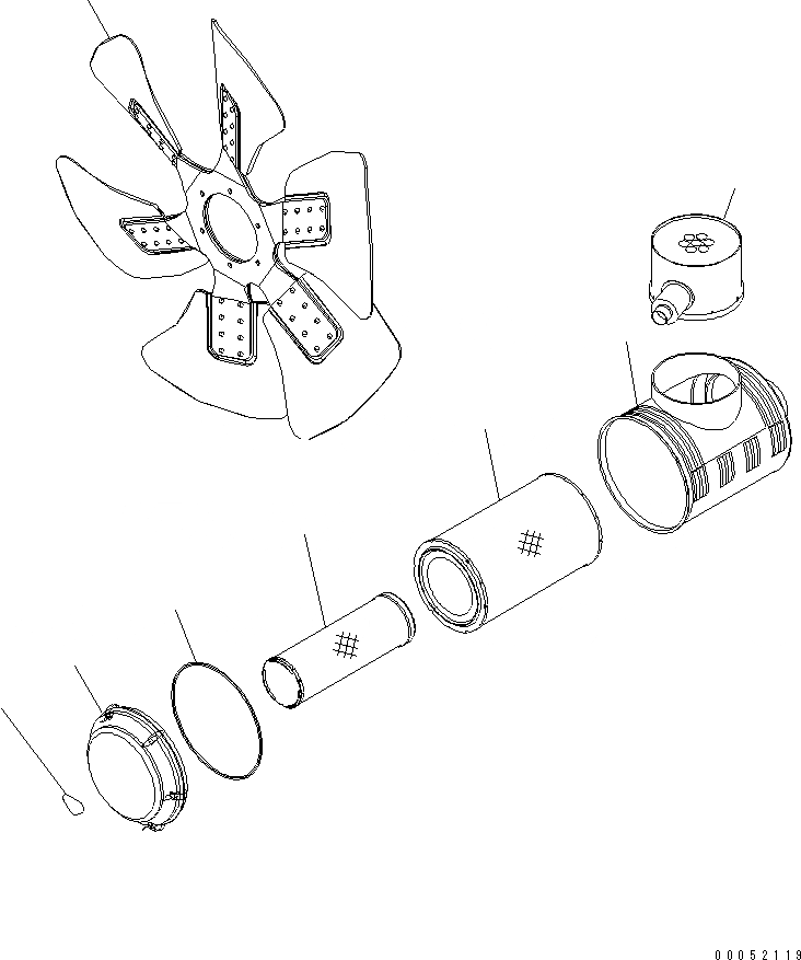 Схема запчастей Komatsu SAA6D140E-5H-01 - ВЕНТИЛЯТОР ОХЛАЖДЕНИЯ И ВОЗДУХООЧИСТИТЕЛЬ(№87-) ДВИГАТЕЛЬ
