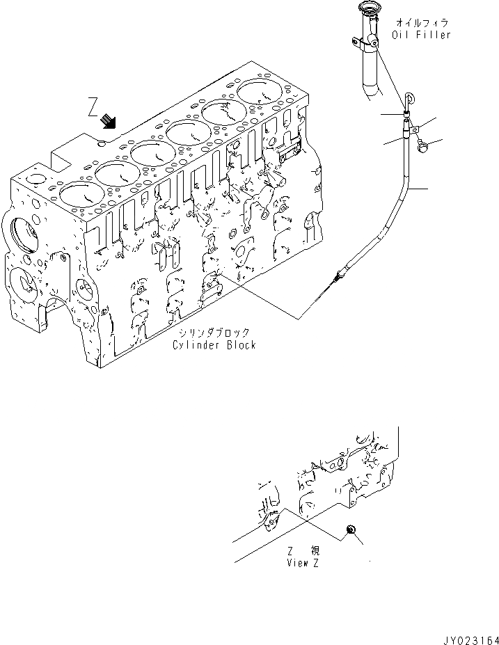 Схема запчастей Komatsu SAA6D114E-3B-WT - МАСЛ. ЩУП(№877-) ДВИГАТЕЛЬ