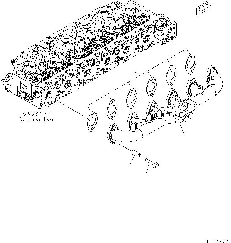 Схема запчастей Komatsu SAA6D107E-1C-W - ВЫПУСКНОЙ КОЛЛЕКТОР(№9-) ДВИГАТЕЛЬ