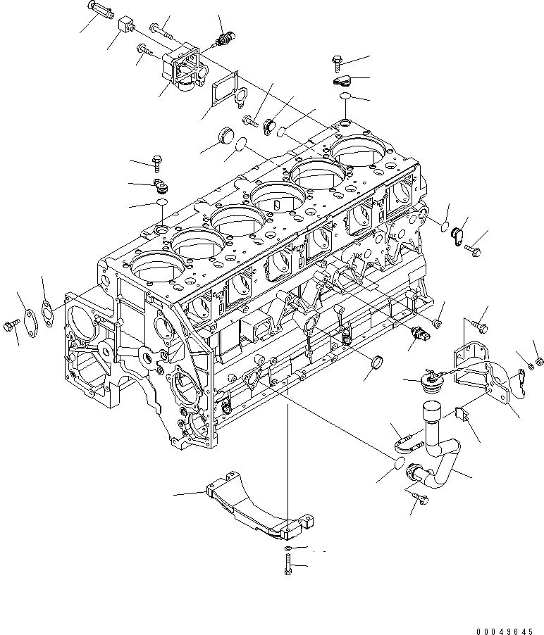 Схема запчастей Komatsu SAA6D140E-5C-01 - ЭЛЕМЕНТЫ БЛОКА ЦИЛИНДРОВ (НИЖН. РАМА И МАСЛОНАЛИВНОЙ ПАТРУБОК)(№8-) ДВИГАТЕЛЬ