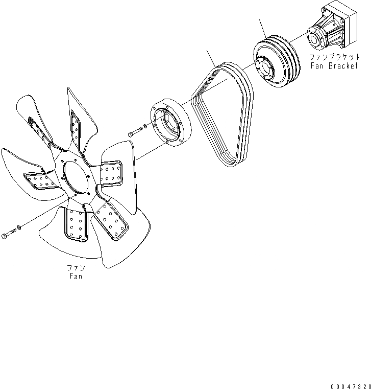 Схема запчастей Komatsu SAA6D140E-5C-01 - ШКИВ ВЕНТИЛЯТОРА И V-РЕМЕНЬ(№8-) ДВИГАТЕЛЬ