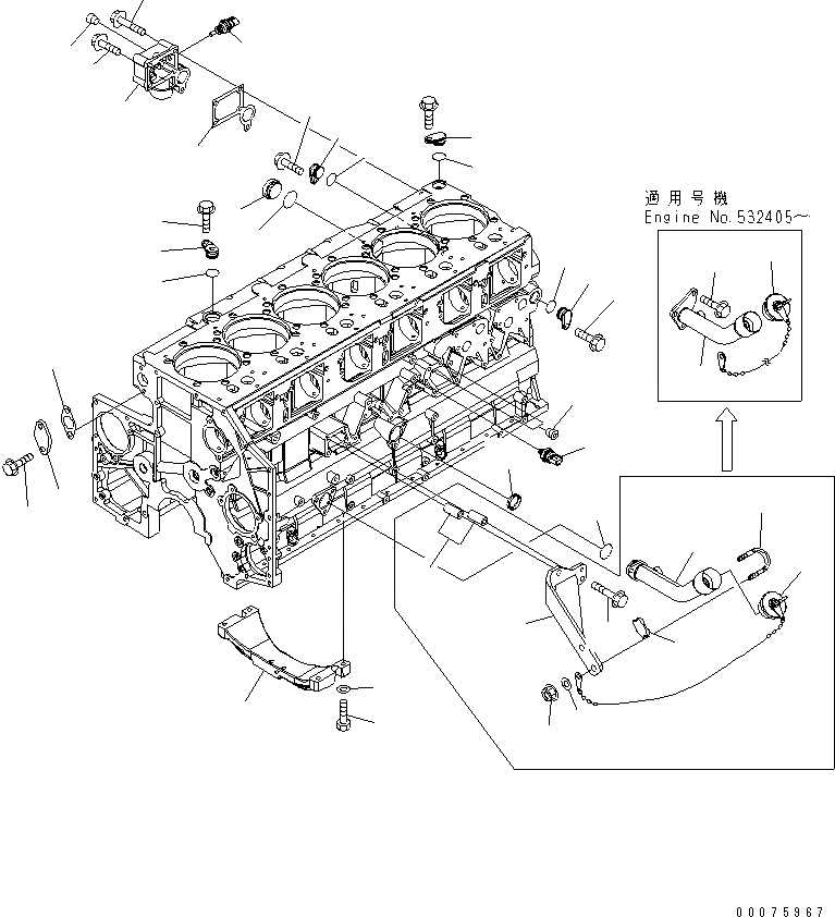 Схема запчастей Komatsu SAA6D140E-5D-01 - ЭЛЕМЕНТЫ БЛОКА ЦИЛИНДРОВ (МАСЛОНАЛИВНОЙ ПАТРУБОК И ДАТЧИК)(№-) ДВИГАТЕЛЬ