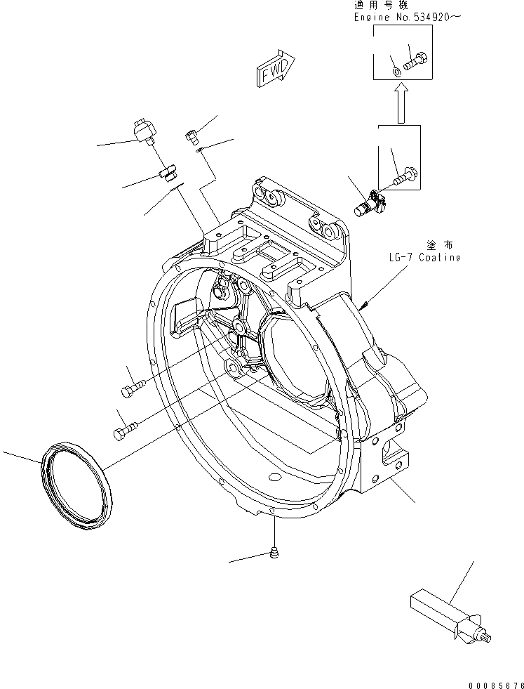 Схема запчастей Komatsu SAA6D140E-5D-01 - КАРТЕР МАХОВИКА(№-) ДВИГАТЕЛЬ