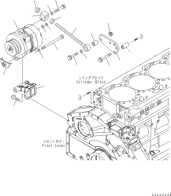 Схема запчастей Komatsu SAA6D125E-5E-01 - ГЕНЕРАТОР И КРЕПЛЕНИЕ (A)(№8-) ДВИГАТЕЛЬ