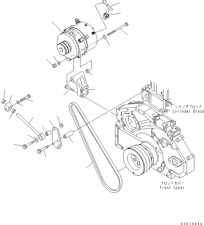 Схема запчастей Komatsu SAA6D125E-5E-01 - ГЕНЕРАТОР И КРЕПЛЕНИЕ (7A) (ЗАКАЛЕНН. ШКИВ)(№87-) ДВИГАТЕЛЬ