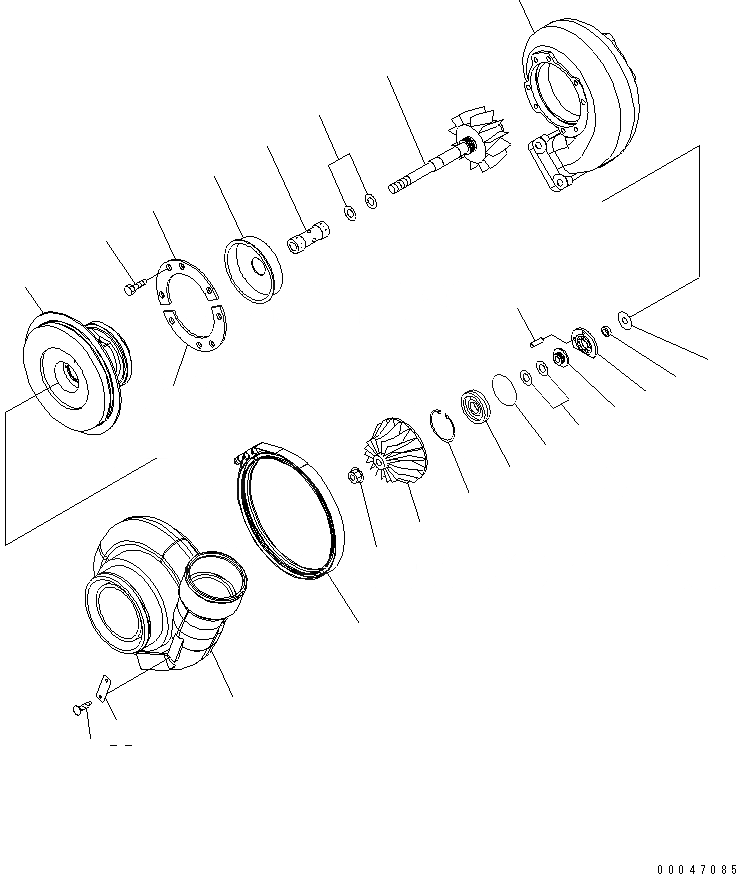 Схема запчастей Komatsu SAA6D140E-5A-01 - ТУРБОНАГНЕТАТЕЛЬ (KTRM-A) (ВНУТР. ЧАСТИ)(№-) ДВИГАТЕЛЬ