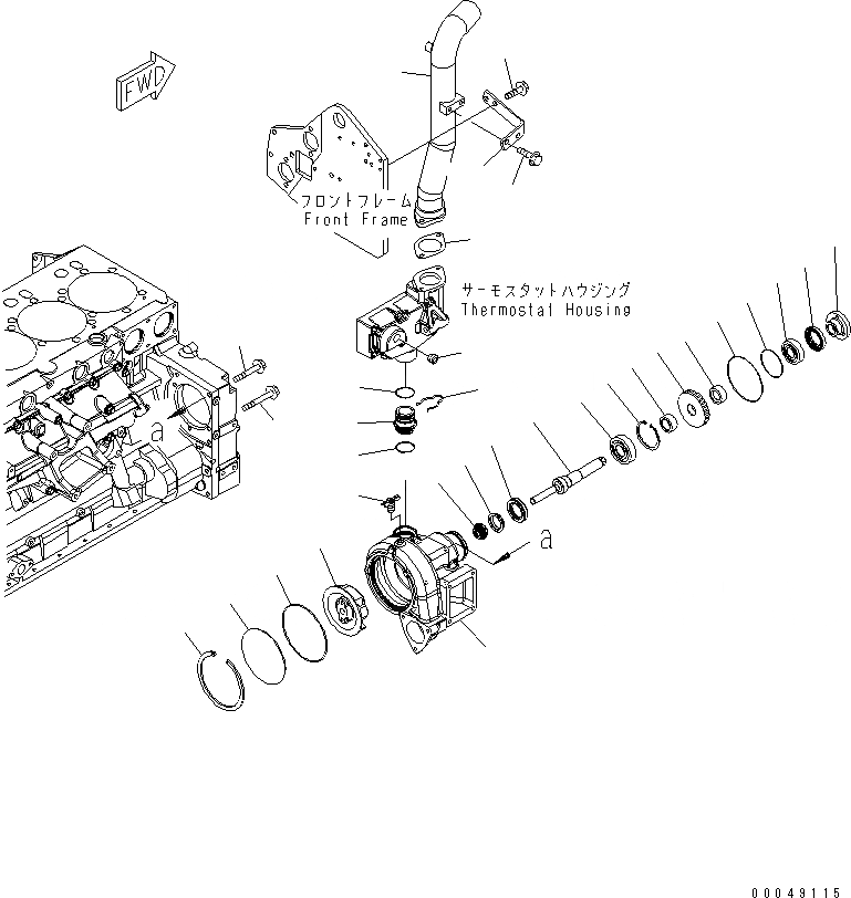 Схема запчастей Komatsu SAA6D140E-5A-01 - ВОДЯНАЯ ПОМПА(№-) ДВИГАТЕЛЬ