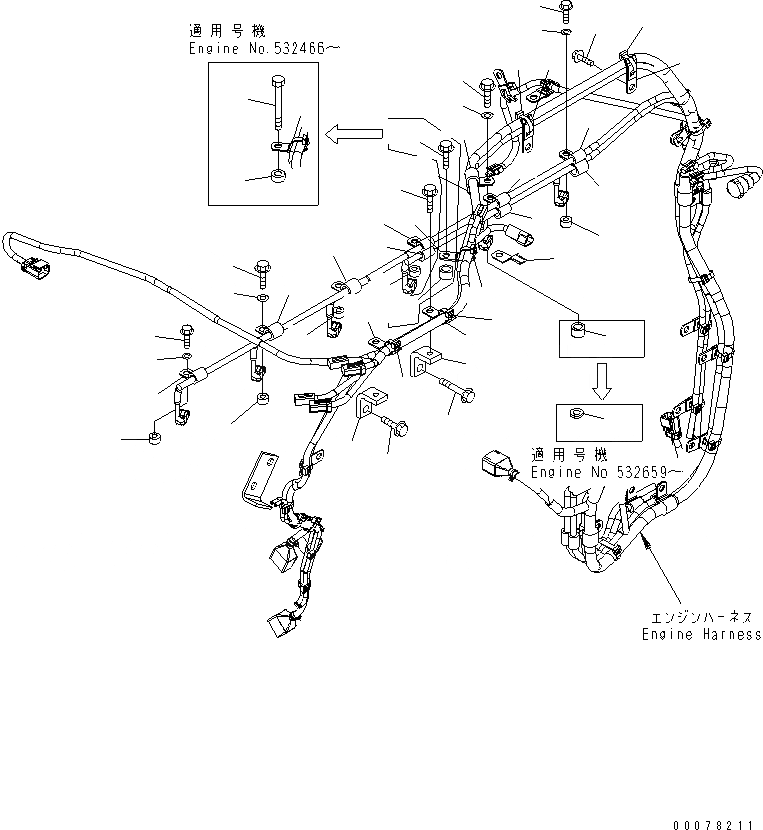 Схема запчастей Komatsu SAA6D140E-5A-01 - ПРОВОДКА (/)(№98-) ДВИГАТЕЛЬ