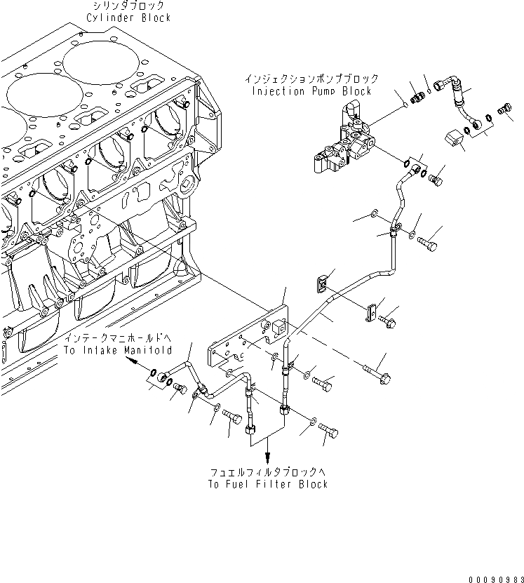 Схема запчастей Komatsu SAA6D170E-5C-01 - ВОЗВРАТ ТОПЛИВА ТРУБЫ ДВИГАТЕЛЬ