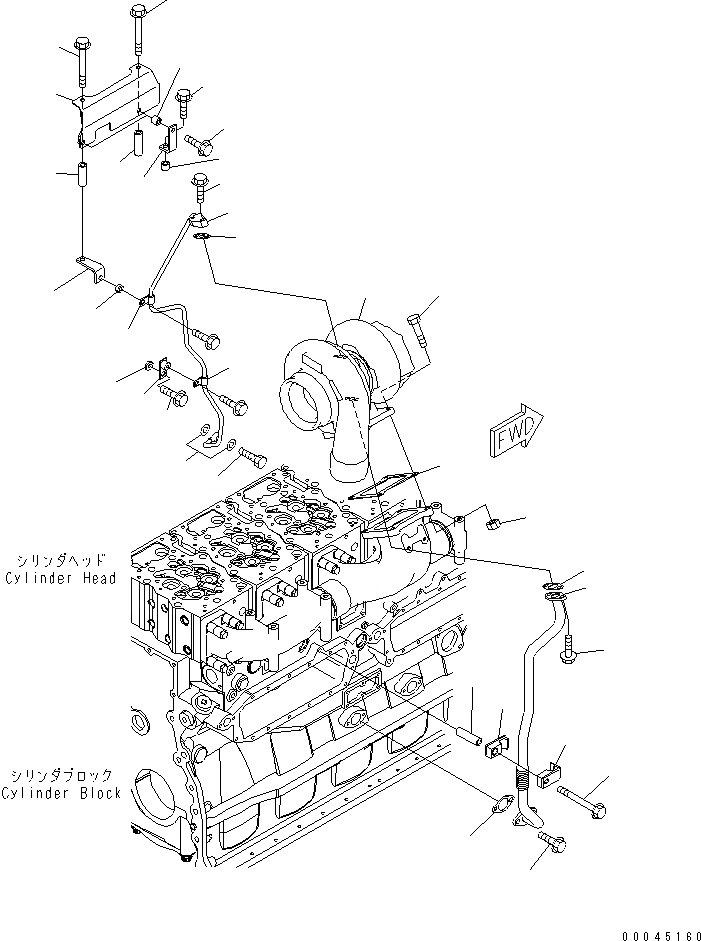 Схема запчастей Komatsu SAA6D170E-5D-01 - КРЕПЛЕНИЕ ТУРБОНАГНЕТАТЕЛЯ И СМАЗКА(№-) ДВИГАТЕЛЬ
