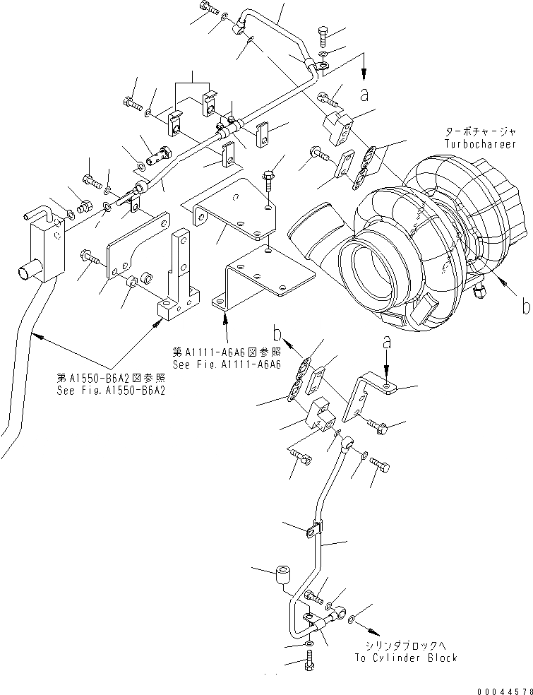 Схема запчастей Komatsu SAA6D170E-5B-02 - ТУРБОНАГНЕТАТЕЛЬ ВОДН. ГИДРОЛИНИЯ(№7-) ДВИГАТЕЛЬ